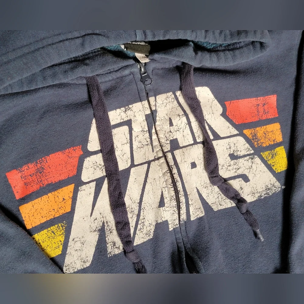 Lucas Films Star Wars Hoodie with Retro Stripes Sz M Vintage Wash Unisex - Picture 1 of 7